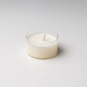 Duftkerzen-Teelicht aus PVC („Duftmoment“) in schlichter, minimalistischer Darstellung