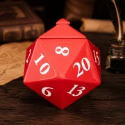 Rote D20 Würfel Duftlampe für Wax Melts. Pen & Paper Deko